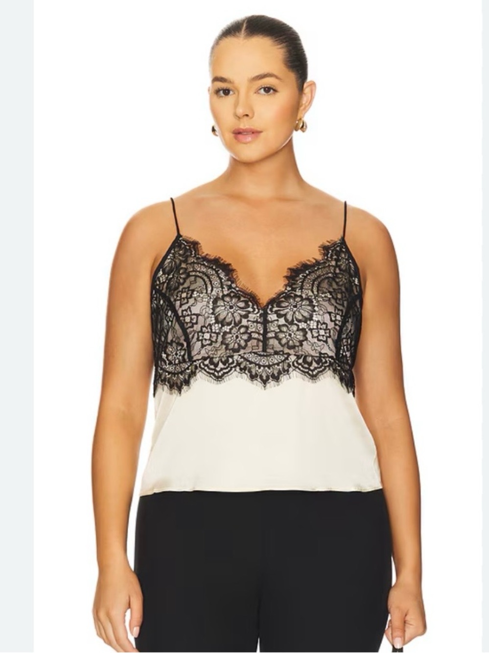 Good American Satin Lace Camisole in Ecru Size XL